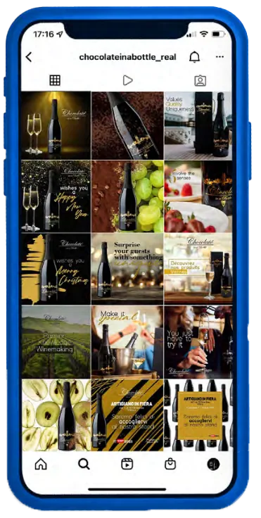 Smartphone showing the Chocolate in a Bottle Instagram feed